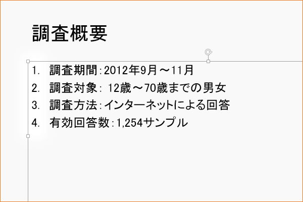 パワーポイントで箇条書きの行頭を連番数字にする方法