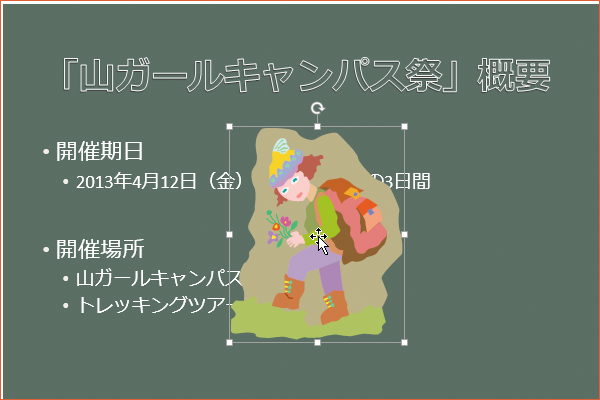 パワーポイントでイラストの位置やサイズを変更する方法
