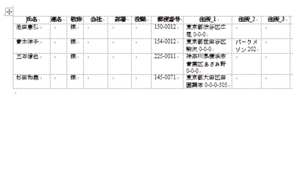 Wordのあて名印刷のために作る住所録の入力欄が多すぎるときは