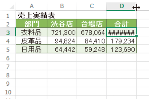 Excel で入力した数値が「####」と表示されてしまうときの対処方法