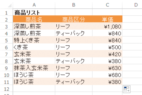 Excelの表に1行置きに色を付ける効率的な方法