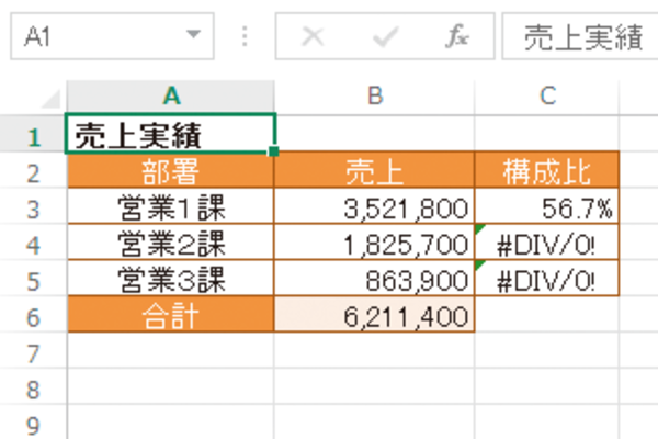 Excelのセルに表示された「#」で始まる「エラー値」の種類とその原因