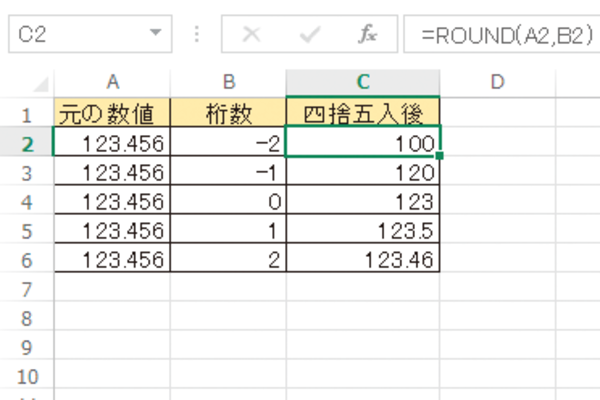 Excelで数値を四捨五入する方法