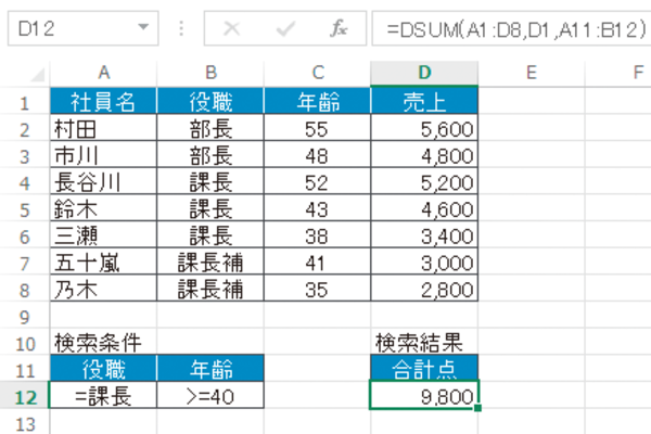 Excel関数で複雑な条件を入力して合致したデータを集計する方法