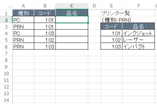 ExcelのVLOOKUP関数で表を切り替えて検索する方法