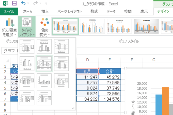 Excelでグラフのタイトル、凡例、データラベルなどのレイアウトを変更する方法