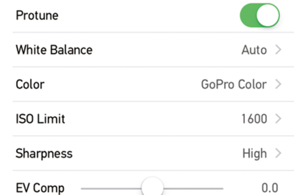 GoProの「Protuneモード」での設定項目と効果