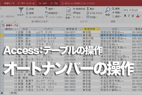 Accessのテーブルでオートナンバー型のフィールドの欠番を埋める方法