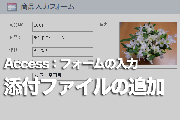 Accessのフォームで添付ファイル型のフィールドにデータを追加する方法