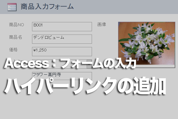 Accessのフォームでハイパーリンク型のフィールドにデータを追加する方法