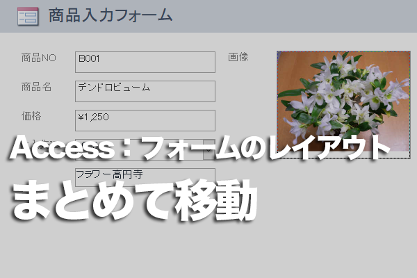 Accessのフォームのデザインビューでラベルとコントロールを同時に移動す