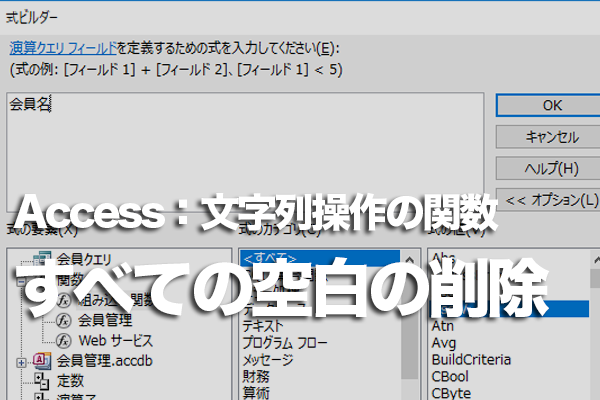 Accessの関数で文字列からすべての空白を取り除く方法