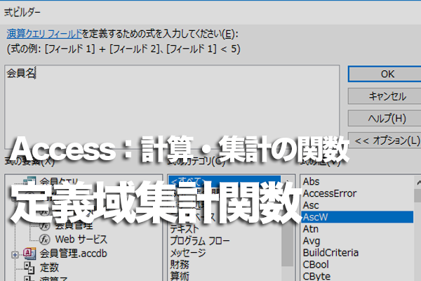 Accessの定義域集計関数の種類