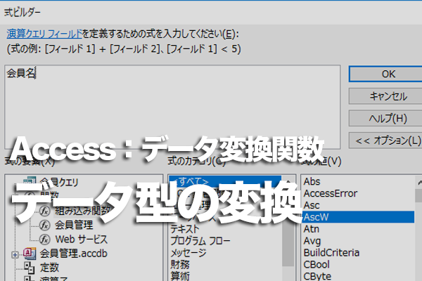 Accessの関数で数値を通貨型に変換する方法
