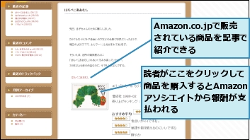Amazon.co.jpで販売されている商品を記事で紹介できる,読者がここをクリックして商品を購入するとAmazonアソシエイトから報酬が支払われる