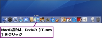 Macの場合は、Dockの［iTunes］をクリック