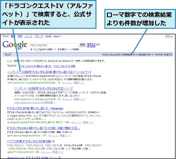 特殊な文字の検索 ドラゴンクエストiv の公式サイトが見つからない Google検索 できるネット