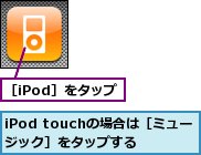 iPod touchの場合は［ミュージック］をタップする,［iPod］をタップ