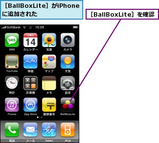 ［BallBoxLite］がiPhoneに追加された,［BallBoxLite］を確認