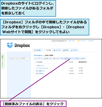 Dropboxで削除や上書き保存したファイルを復元するには Dropbox できるネット