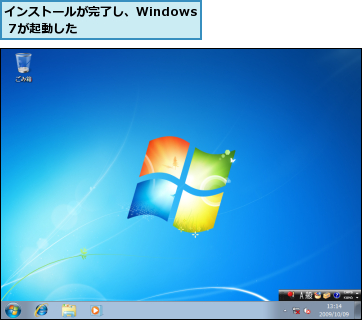 インストールが完了し、Windows 7が起動した