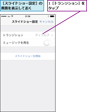 Iphoneでスライドショーの画面切り替え効果を変更するには Iphone できるネット