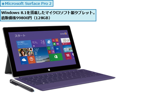 Windows 8.1を搭載したマイクロソフト製タブレット。直販価格99800円（128GB）    