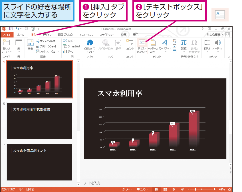 パワーポイントでテキストボックスを使って自在に文字を配置する方法 Powerpoint できるネット