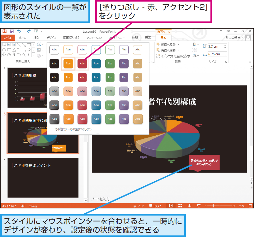 パワーポイントで吹き出しをグラフに付ける方法 Powerpoint できるネット