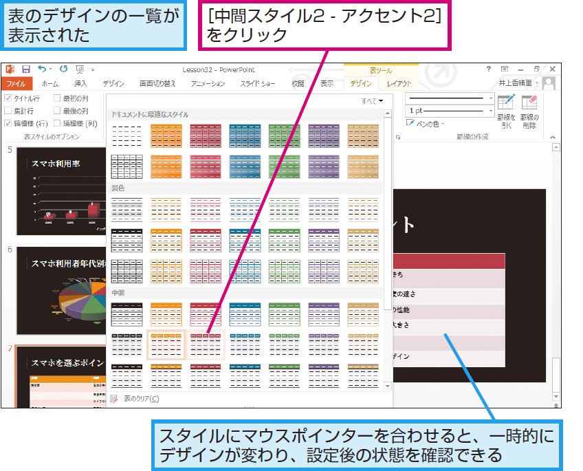 パワーポイントで表のデザインを変える方法 Powerpoint できるネット