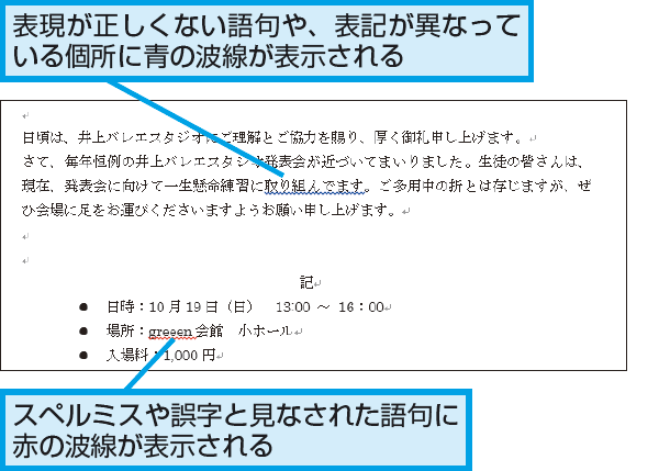 Wordで表示される赤や青の波線は できるネット