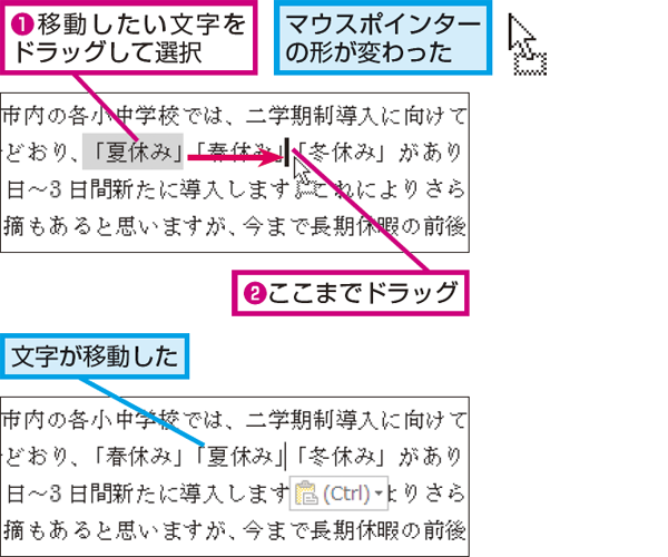 マウスの操作だけでword文書の文字を移動 コピーする方法 できるネット