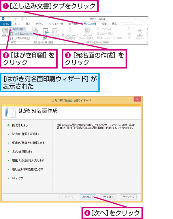 Wordではがきのあて名面を印刷する方法 できるネット