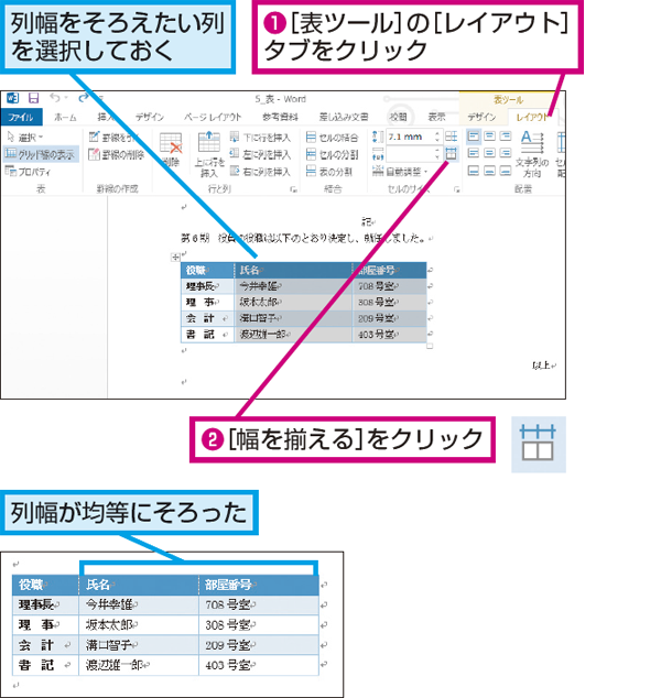 Wordで作成した表の複数の項目の列幅を正確にそろえる方法 できるネット