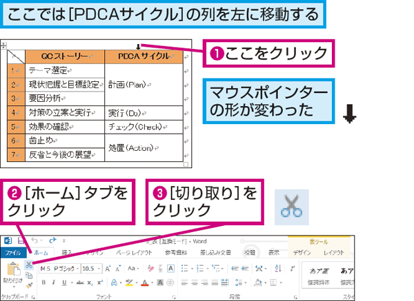 Wordで作成した表の列や行の順序を入れ替える方法 できるネット