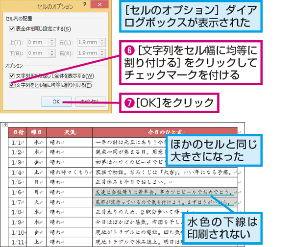 Wordの表でセルの大きさを変えずにセル内に文字を収める方法 できるネット