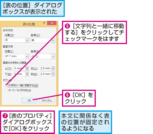 Wordで表の位置を本文の文字数に関係なく固定する方法 できるネット