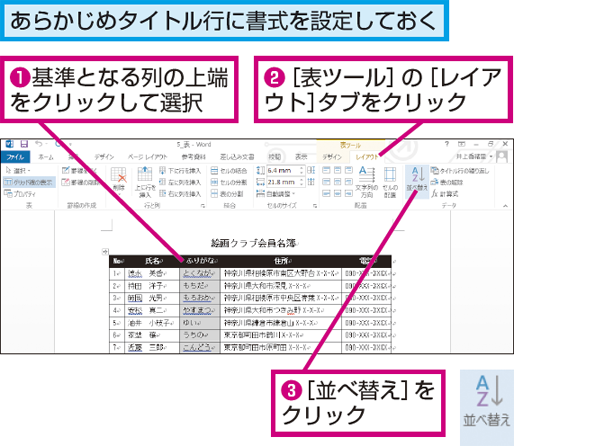 Wordで表の氏名をあいうえお順に並べる方法 できるネット