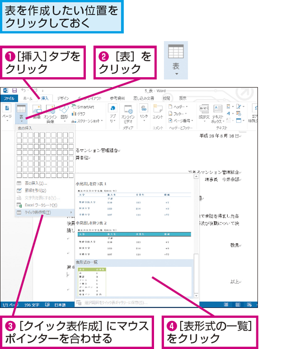 Wordで簡単に表を作成する方法 できるネット