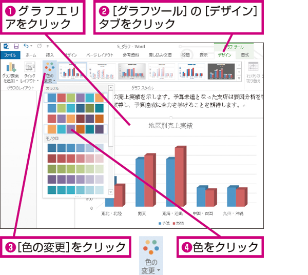 Wordでグラフ全体の色を変える方法 できるネット