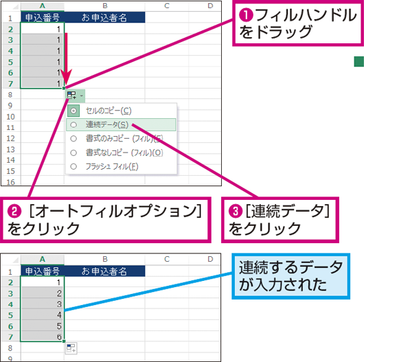 Excel で 1 2 3 のような数値の連続データを入力する方法 できるネット