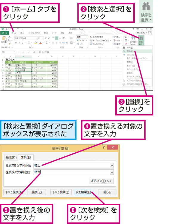 Excelで特定の文字を書き換える 置換する 方法 できるネット