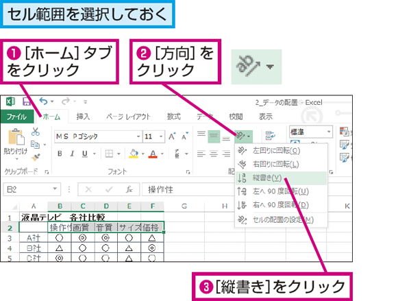 Excelでセル内の文字を縦書きにする方法 できるネット