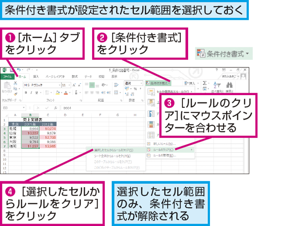 Excelで条件付き書式を解除する方法 できるネット