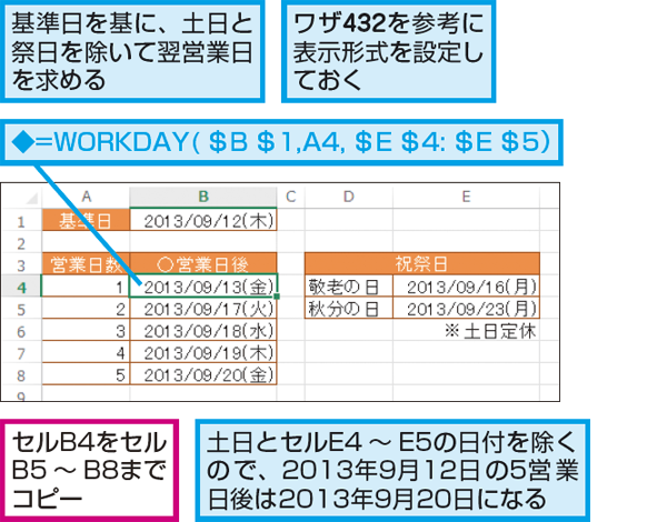 Excel関数で翌営業日を求める方法 できるネット