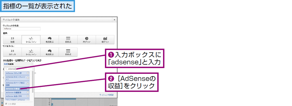 ［AdSenseの収益］を追加する