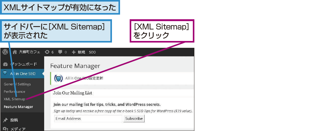 ［XML Sitemap］画面を表示する