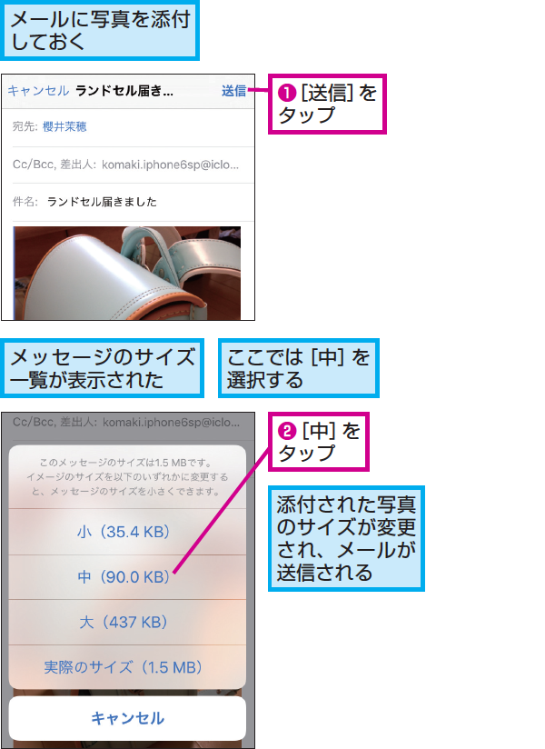 Iphoneでメールに添付する写真を縮小する方法 できるネット