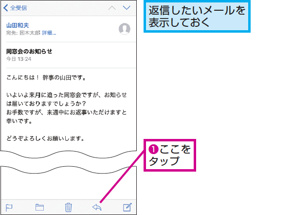 Iphoneの メール でメールに返事を書く方法 できるネット