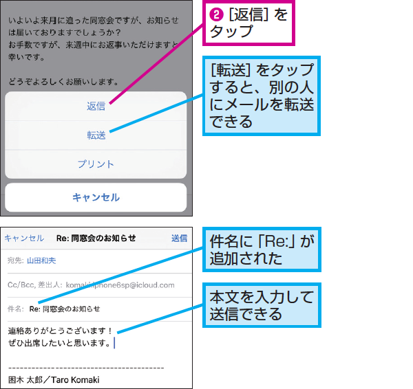 Iphoneの メール でメールに返事を書く方法 できるネット